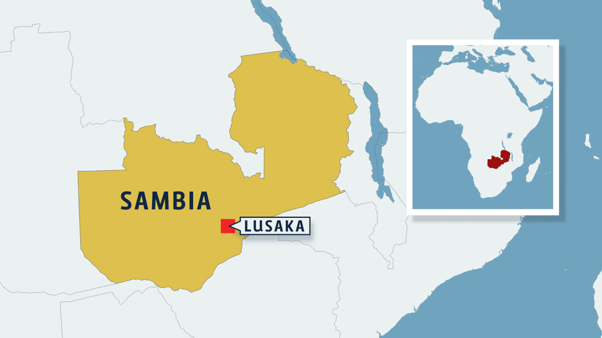 Sambian pääkaupunki Lusaka kartalla