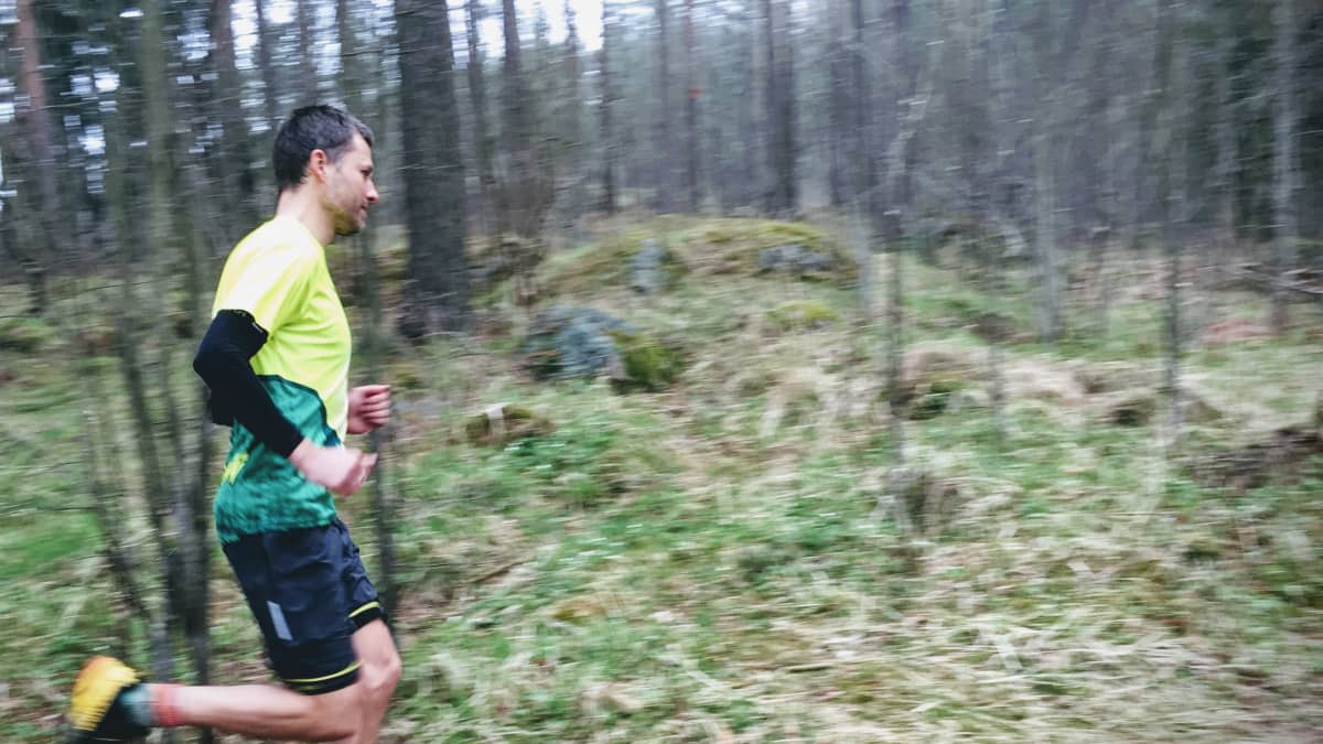 Australian trail runner Mark Lee runs through Helsinki's Central Park May 3, 2018.