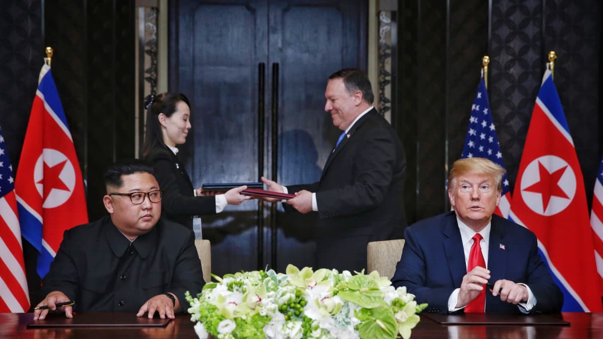 Yhdysvaltain presidentti Donald Trump ja Pohjois-Korean johtaja Kim Jong-un
