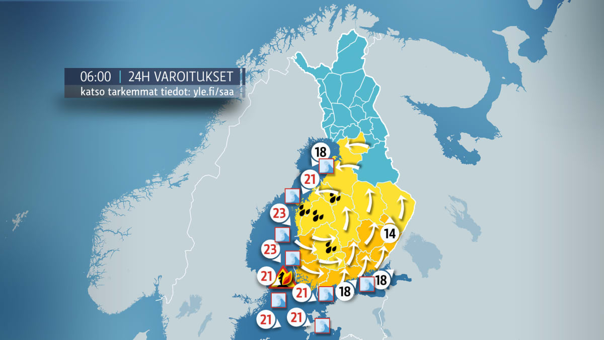 Juhannusaaton säävaroitukset.