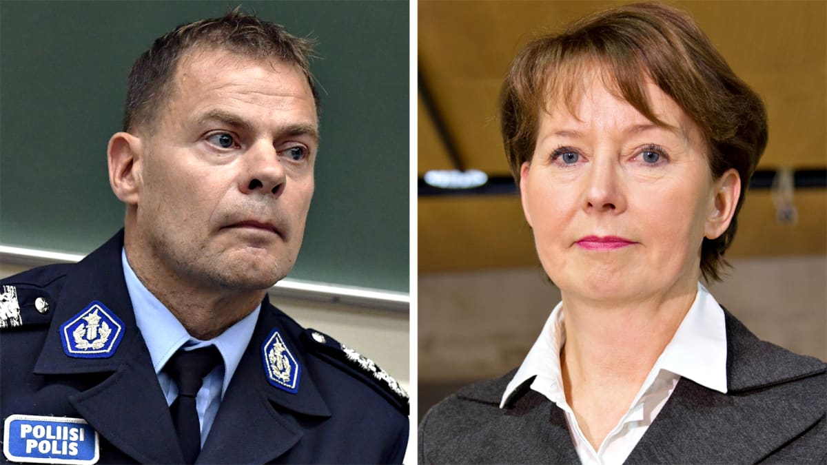 Keskusrikospoliisin päällikkö Robin Lardot ja valtakunnansyyttäjä Raija Toiviainen.