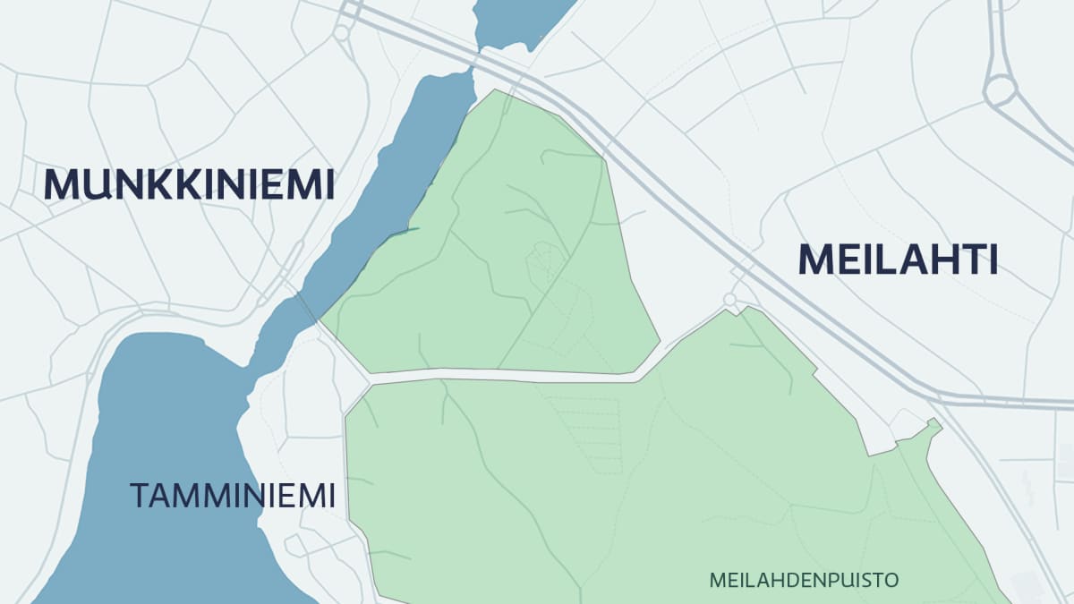 Kartta Meilahden alueesta.