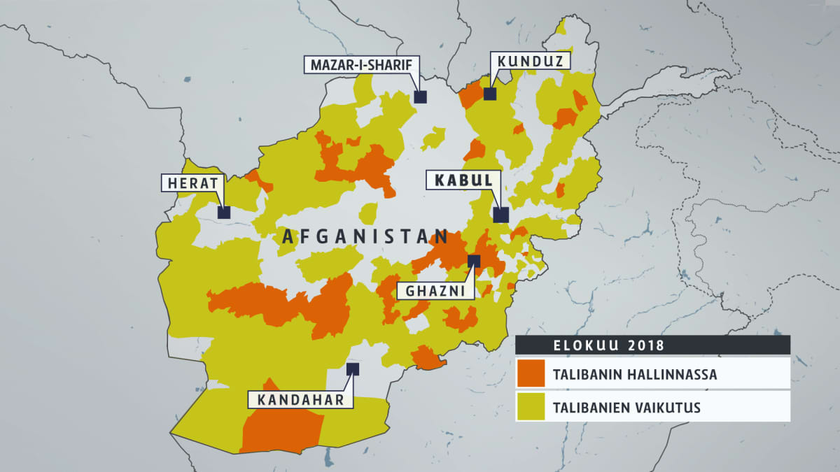 Talibanien alueet Afganistanin kartalla