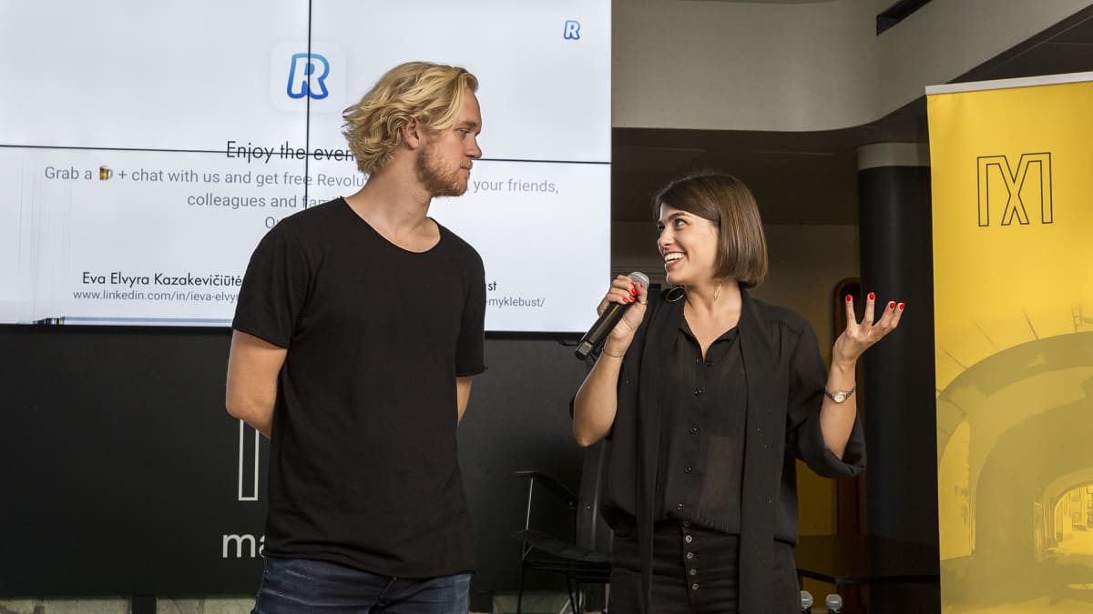 Espen Myklebust, Pohjoismaiden bisneskehitysjohtaja ja Ieva Kazakeviciute, Pohjois-Euroopan pr-päällikkö, Revolut.
