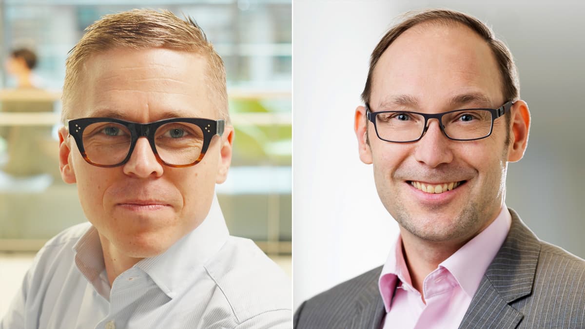 Nordean liiketoimintajohtaja Janne Kaisto ja OP:n digitaalisten liiketoimintojen johtaja Anders Stenbäck