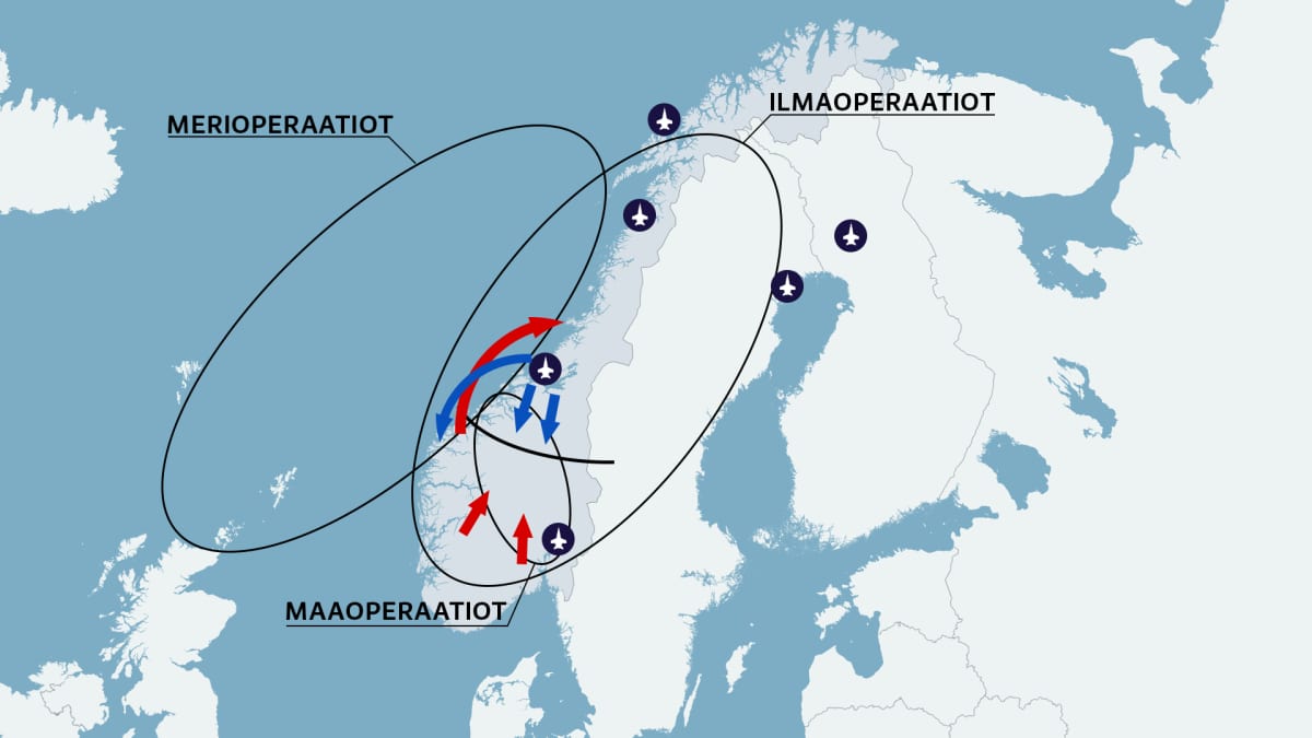 Kartta Norjan sotaharjoituksesta