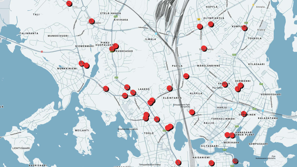 Uudet kamerapaikat Helsingin kartalla