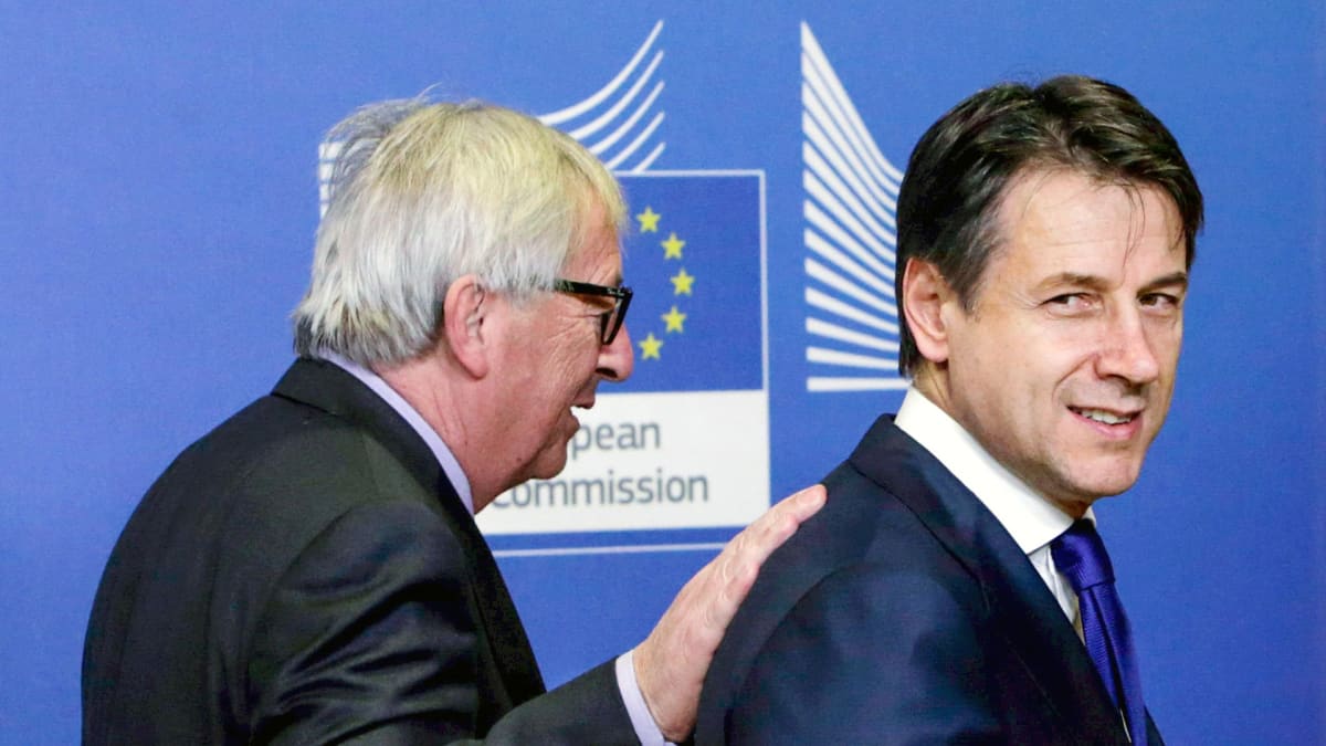 Jean Claude Juncker ja Giuseppe Conte