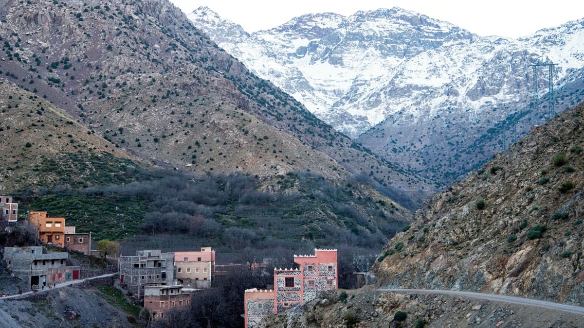 Atlaksen vuoristoa kuvattuna Imlilin kylältä 18. joulukuuta.