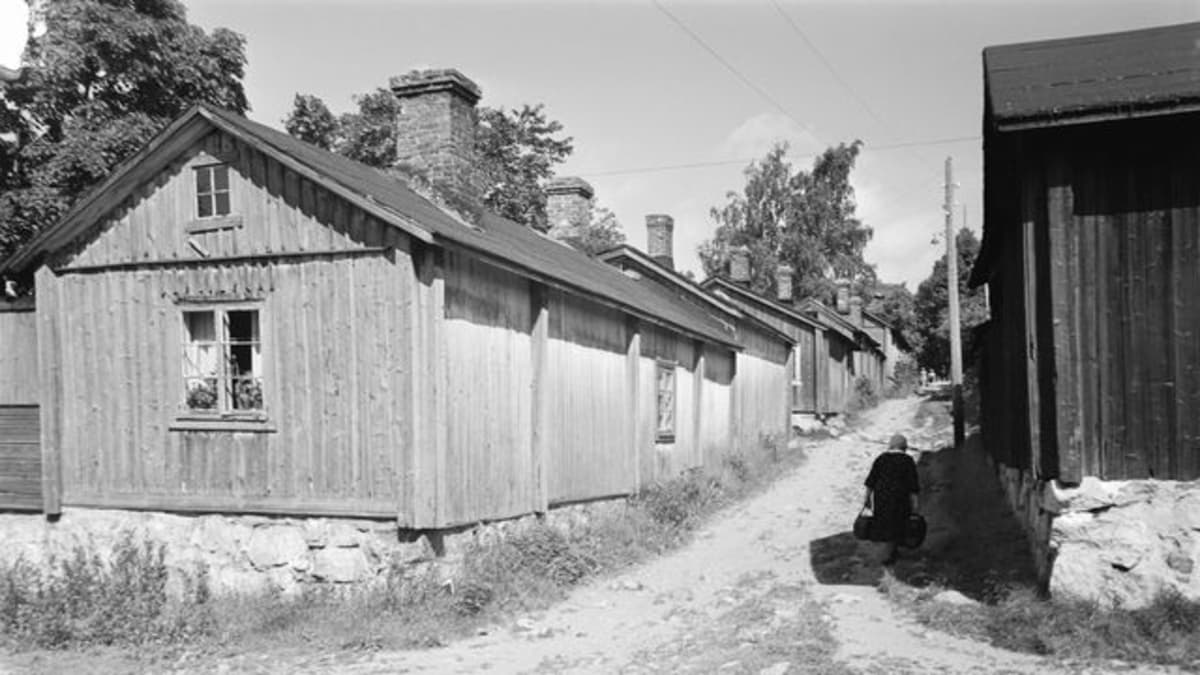 Puutalomiljöö Turun Luostarinmäellä 1938