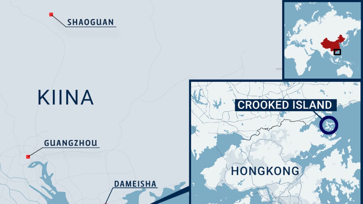 Kartta, jossa Hongkong, Crooked Island, Kiinaa