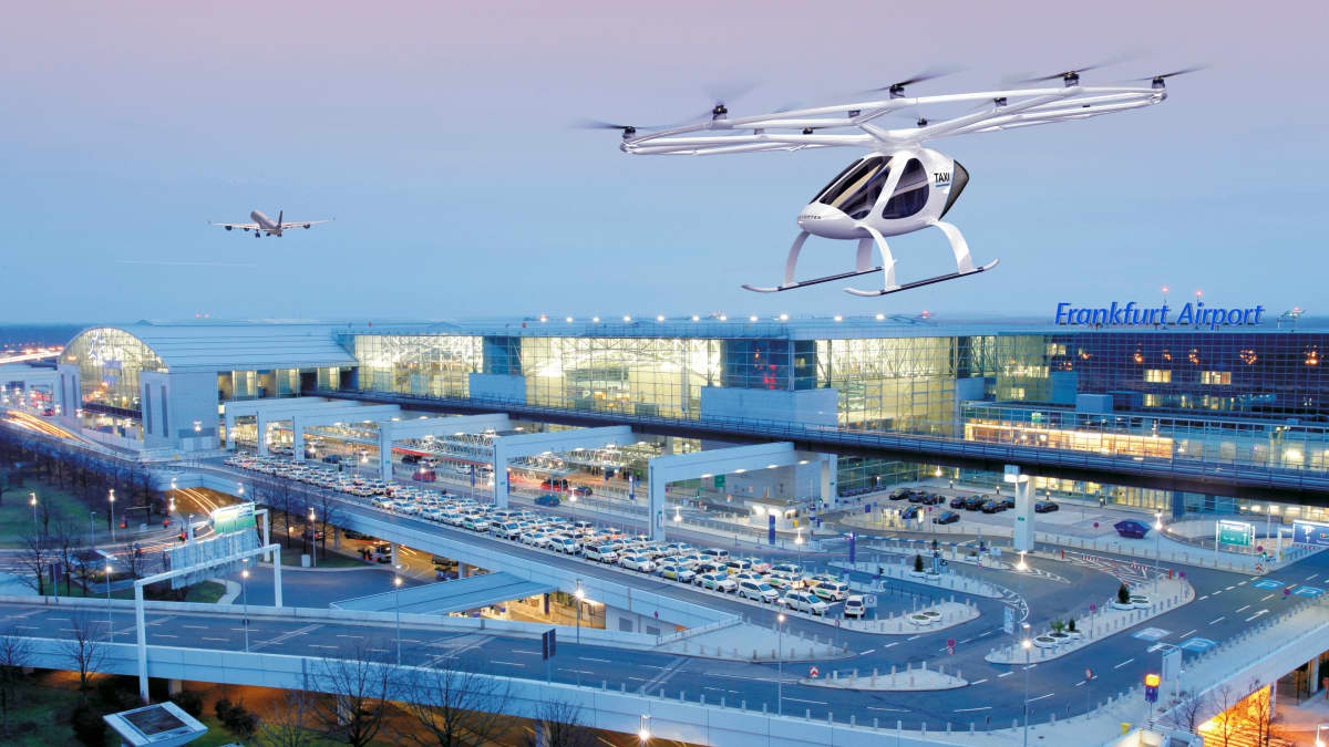 Volocopter Frankfurtin lentokentällä havainnekuva