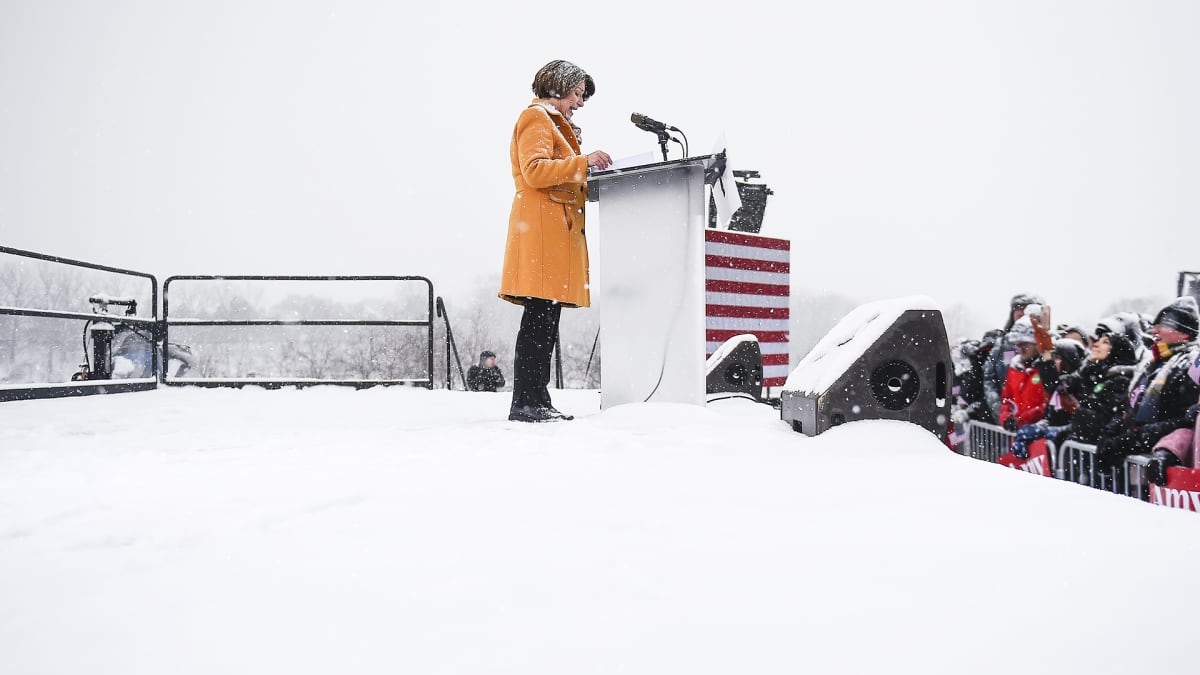 Amy Klobuchar ilmoitti ehdokkuudestaan Minneapolisissa helmikuussa 2019.
