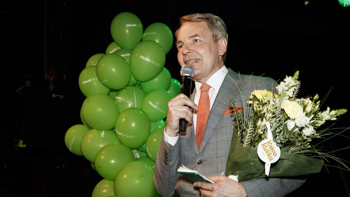 Vihreiden puheenjohtaja Pekka Haavisto puolueen eduskuntavaalien vaalivalvojaisissa Helsingissä 14. huhtikuuta 2019.