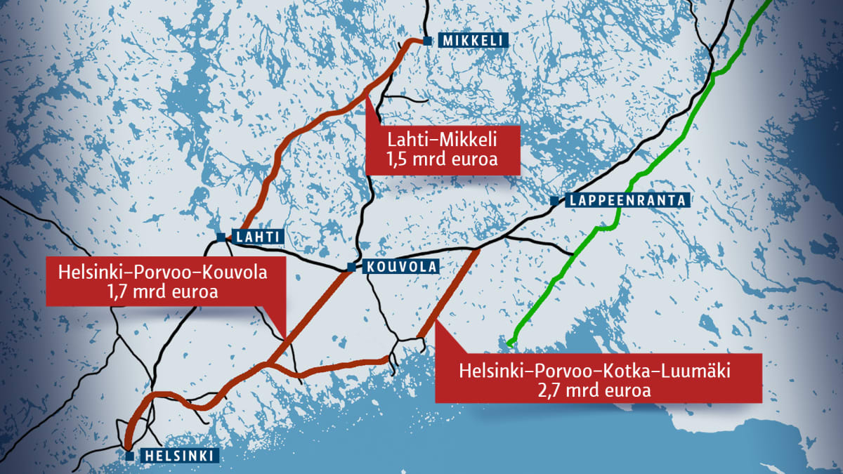 Kaupungit vaikean paikan edessä – äkkiä pitäisi päättää, mitä reittiä uusi  junarata vie Helsingistä itään
