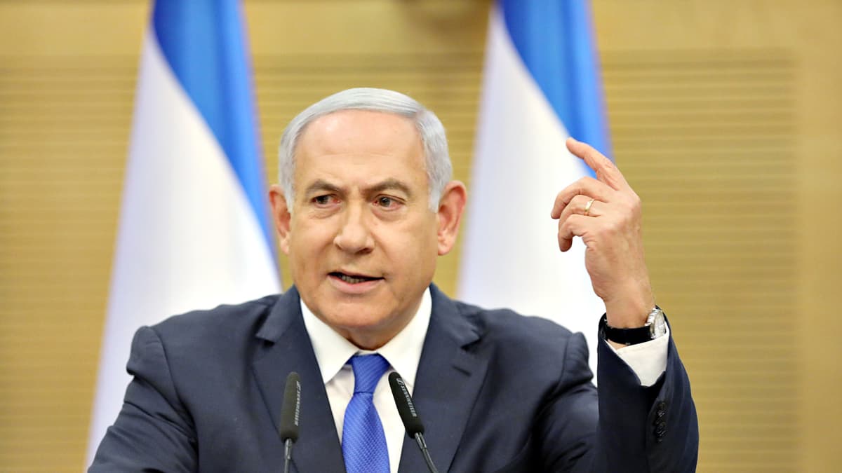 Israelin pääministeri Benjamin Netanjahu lehdistötilaisuudessa 27. toukokuuta.