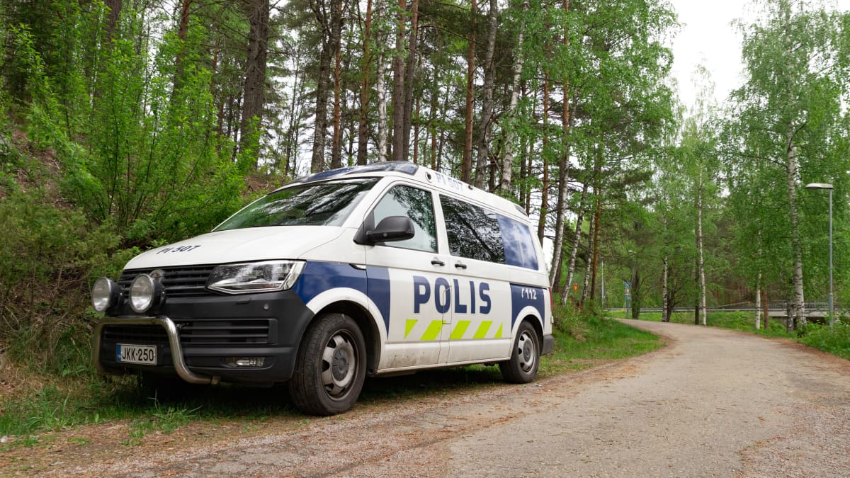 Poliisiauto pysähtyneenä tien reunaan Tampereen Teiskossa