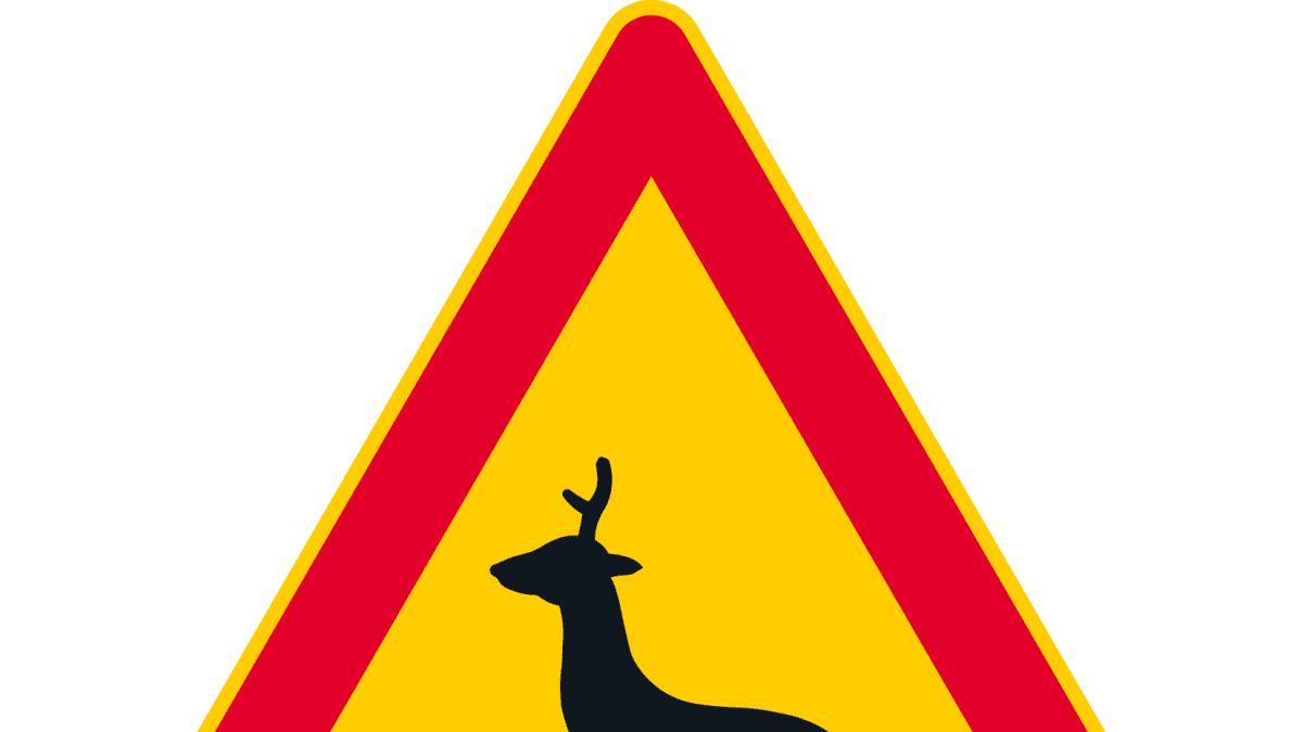 Kauriseläimestä varoittava liikennemerkki