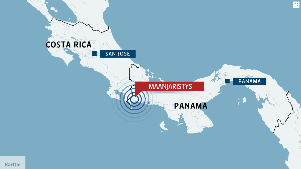 Voimakas maanjäristys Panaman ja Costa Rican rajalla – uutistenlukija  kehotti malttiin studion täristessä ympärillä