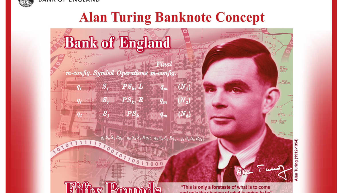Seteli, jossa Alan Turingin kuva.