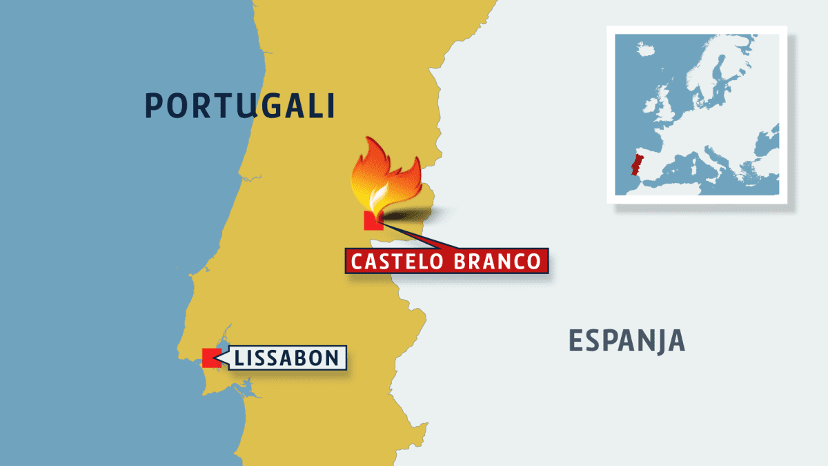 Portugalissa teitä suljettu ja kyliä evakuoitu kolmen maastopalon tieltä |  Yle Uutiset