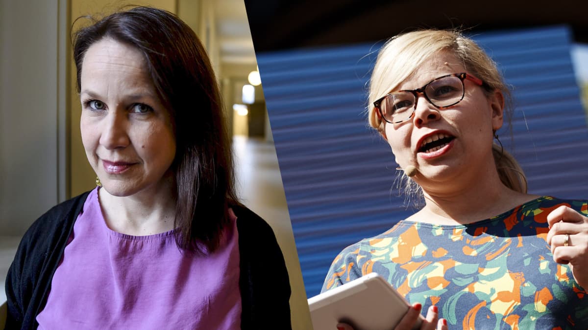 Kuvassa vasemmalla Vasemmistoliiton kansanedustaja Veronika Honkasalo ja oikealla Vihreiden kansanedustaja Saara Hyrkkö. 