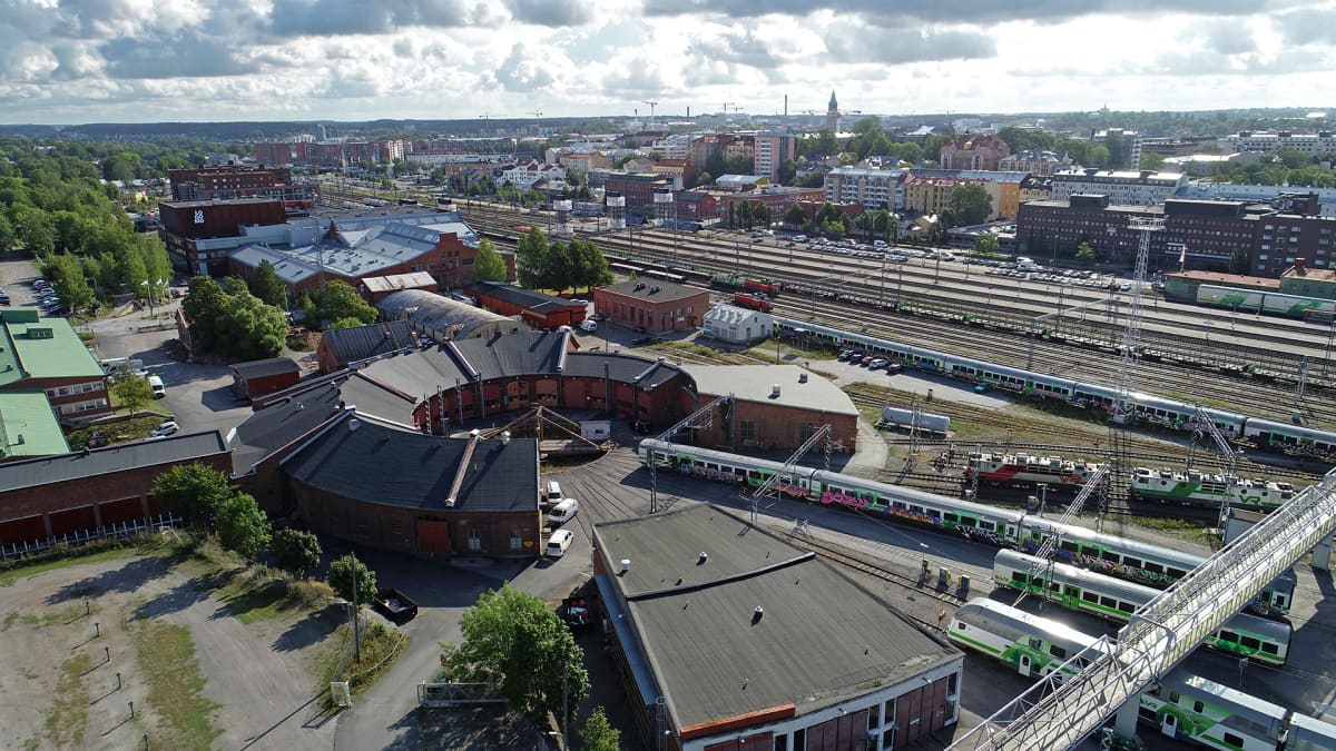 Ilmakuvaa Turun ratapihasta