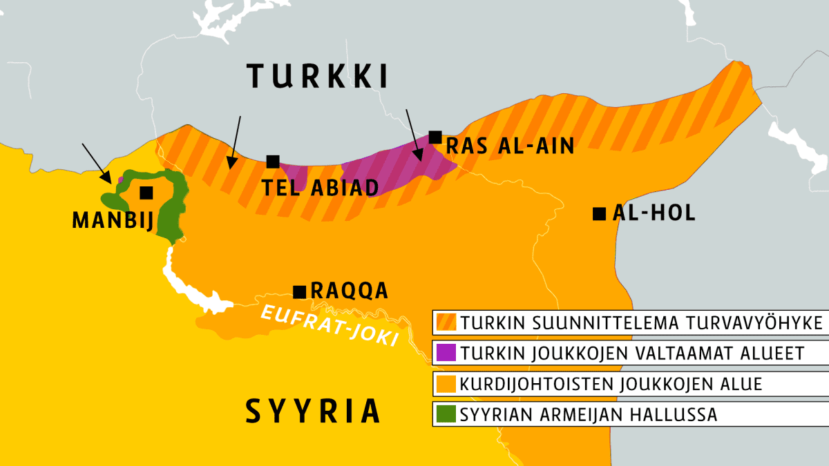 Kartta Syyrian ja Turkin rajalta