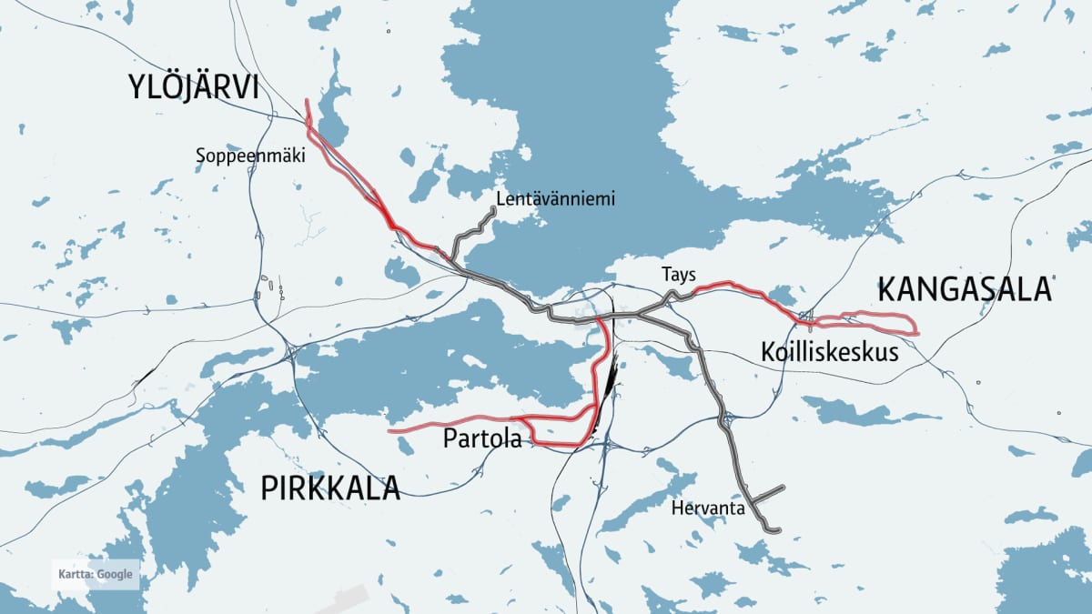 Suosituimmat ratikan jatkoreitit ovat Pirkkala ja Tampereen Koilliskeskus |  Yle Uutiset