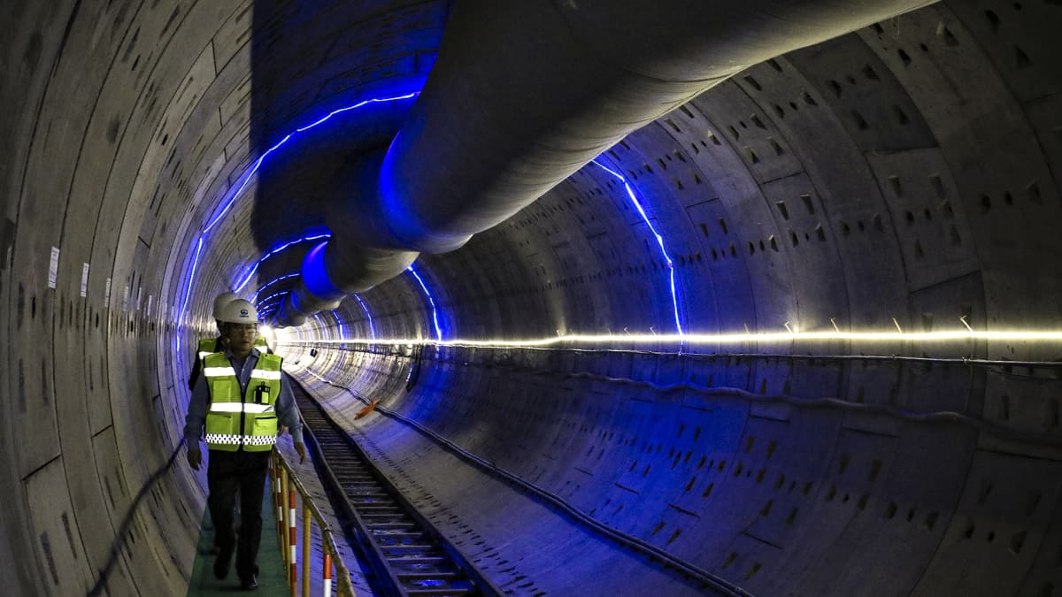 Metrotunneli rakenteilla lähellä Hangzhouta.   