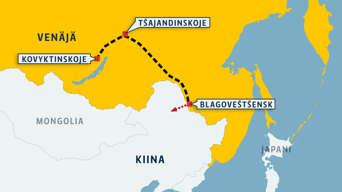 Venäjä ja Kiina avasivat kaasuputken Siperiasta Koillis-Kiinaan – 3 000  kilometriä pitkä putki tuottaa Venäjälle satoja miljardeja euroja
