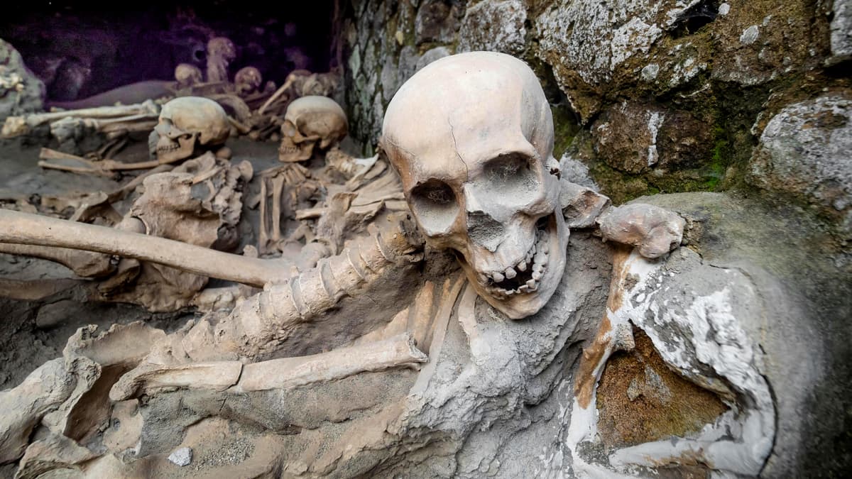 Vesuviuksen purkauksessa vuonna 79 kuolleiden henkilöiden luurankoja.