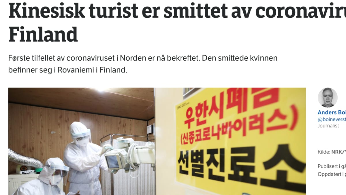 Suomen koronavirustartunta kiinnostaa kansainvälistä mediaa – Norjassa  tapaus on iso uutinen, Rovaniemelle lähetetty norjalaistoimittaja kertoo
