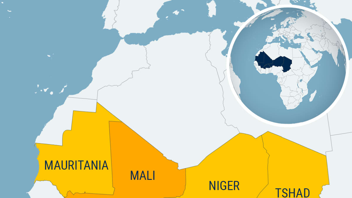 Kartta Länsi-Afrikan maista.