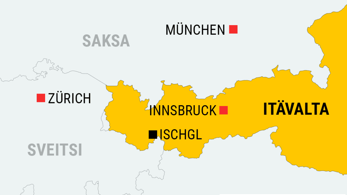 Kartta Ischglin kaupungin sijainnista Itävallassa.