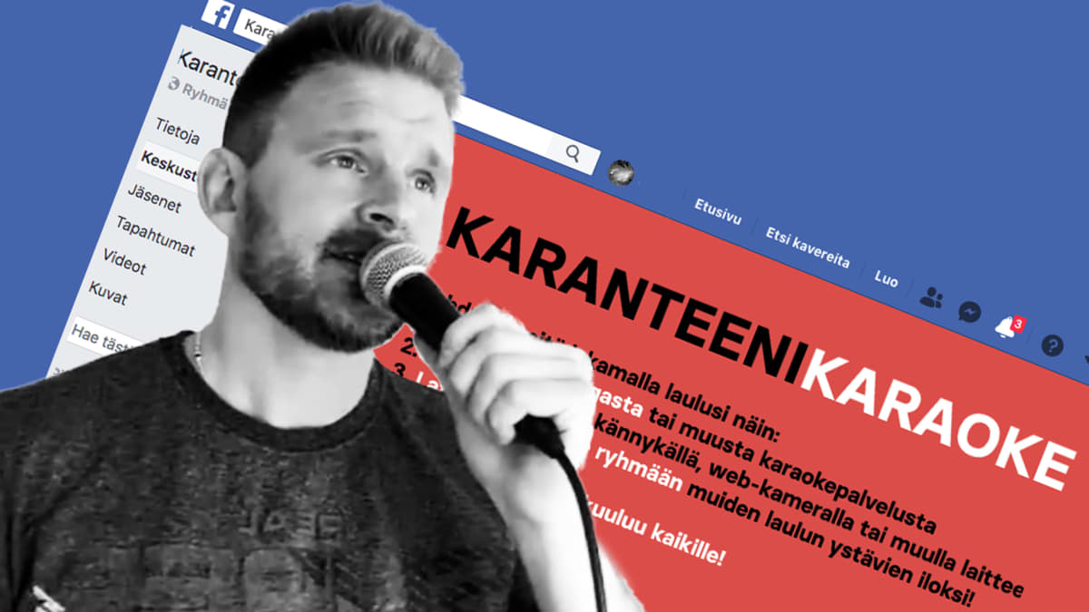 Karanteenikaraoke web-sivu ja Ville Rannila 