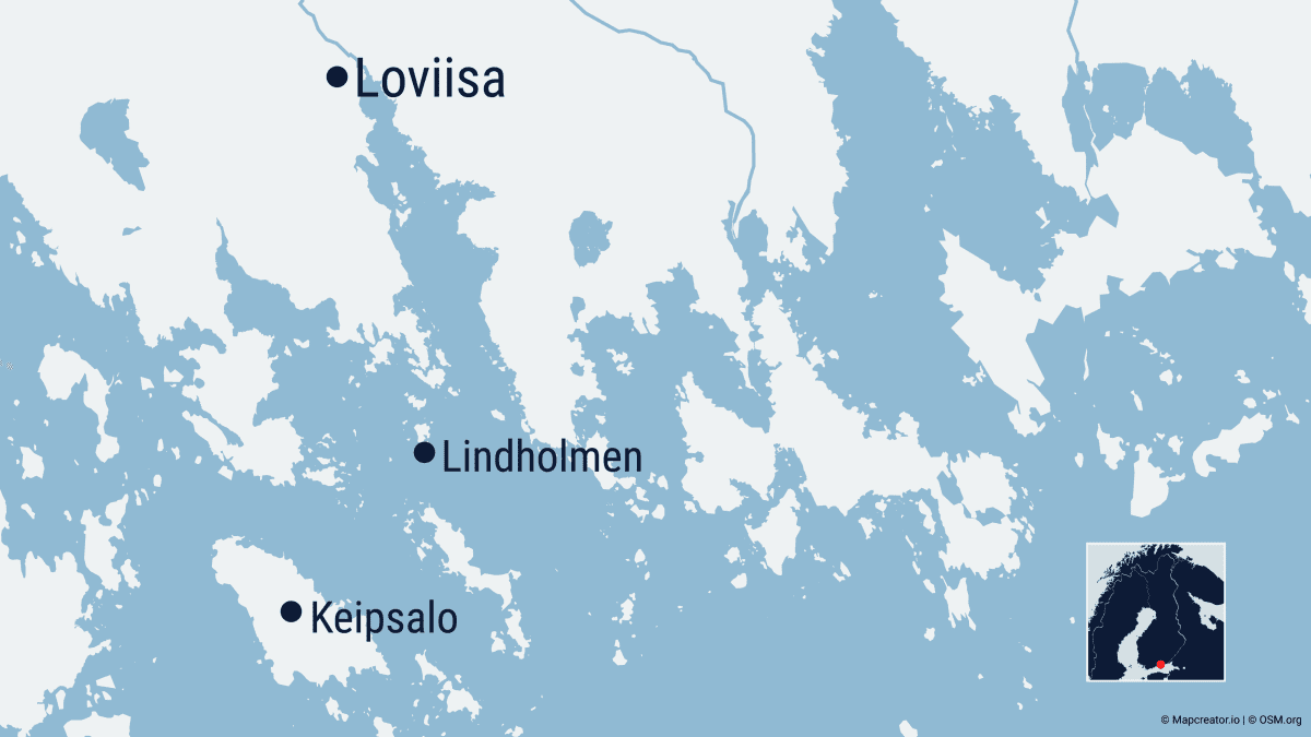 Kuvassa on Loviisan edustalla olevan merialueen kartta.