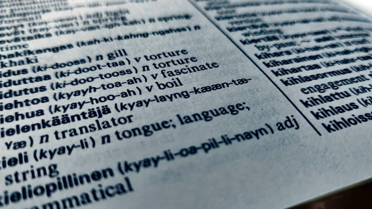 Page of Finnish-English dictionary.