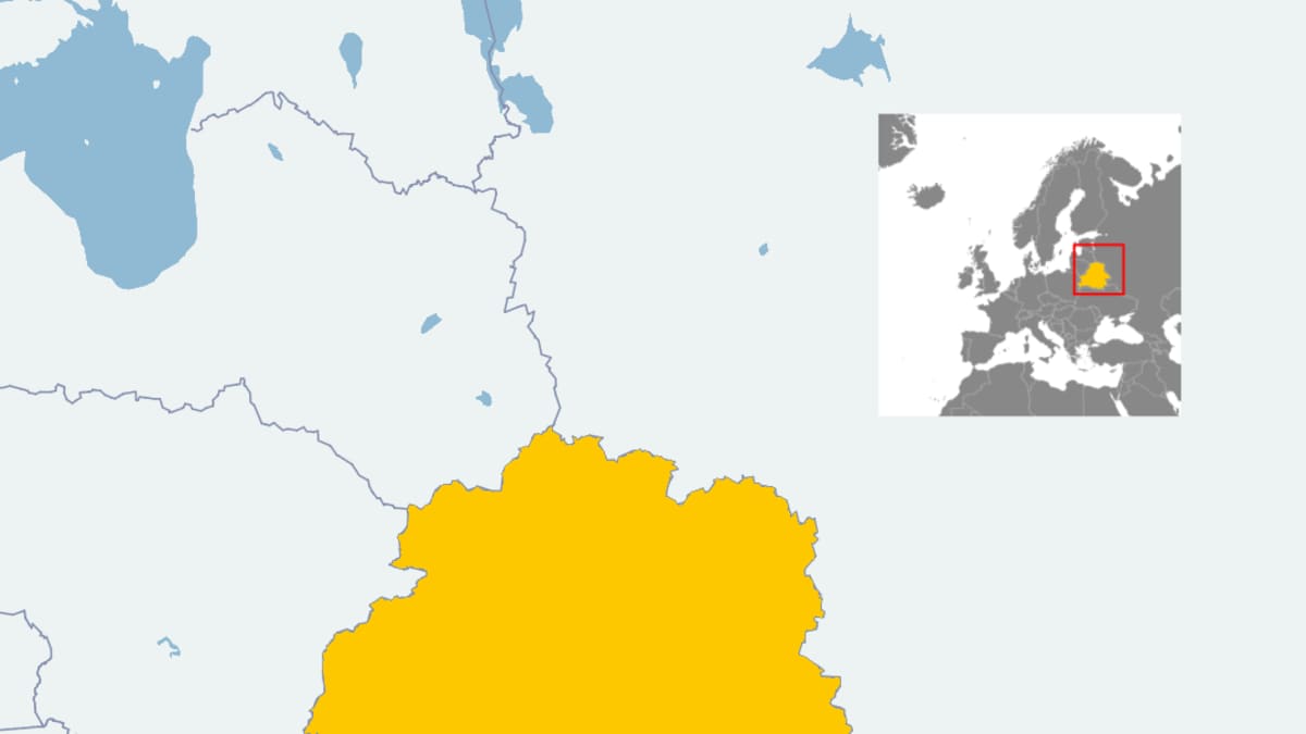 Kartta, joka näyttää Minskin sijainnin.