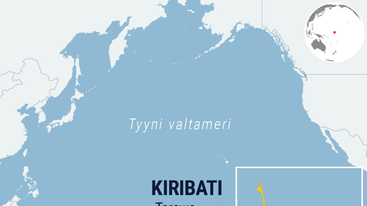 Kiribati ja sen pääatolli Tarawa.