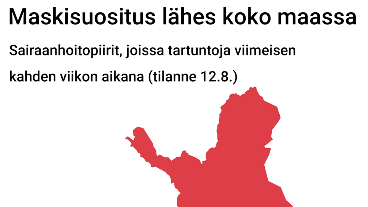Sairaanhoitopiirit joissa on ollut tartuntoja viimeisen kahden viikon aikana