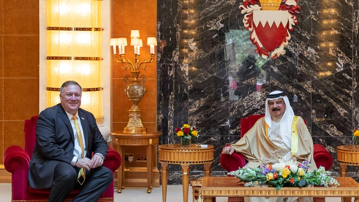 Yhdysvaltain ulkoministeri Mike Pompeo tapasi Bahrainin kuninkaan  Hamad bin Isa Al Khalifan elokuussa.