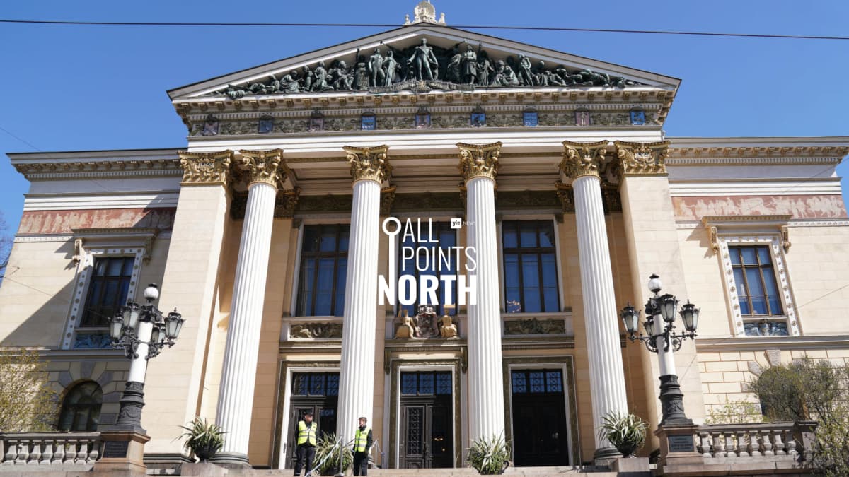 All Points North podcast logo featuring photo of House of the Estates in Helsinki