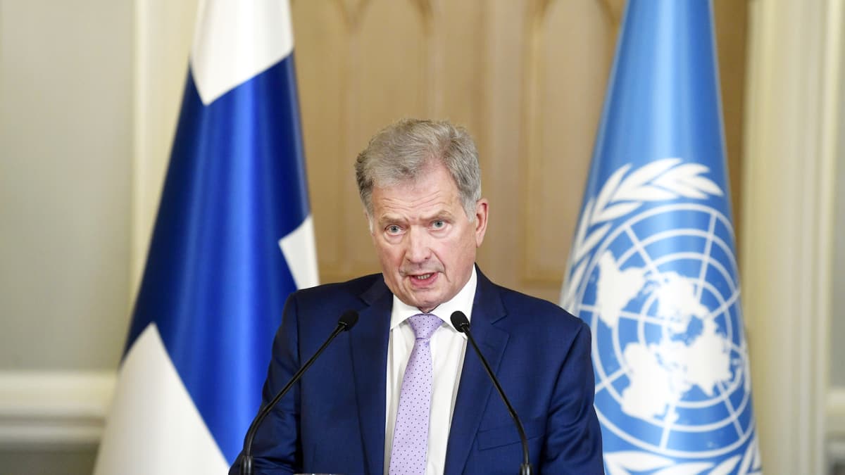 Tasavallan presidentti Sauli Niinistö tapaa mediaa YK:n yleiskokouspuheenvuoronsa jälkeen Presidentinlinnassa Helsingissä.