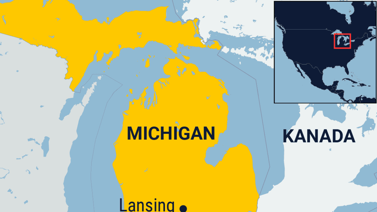 Kartta Monroen kaupungista Michiganin osavaltiossa Yhdysvalloissa.