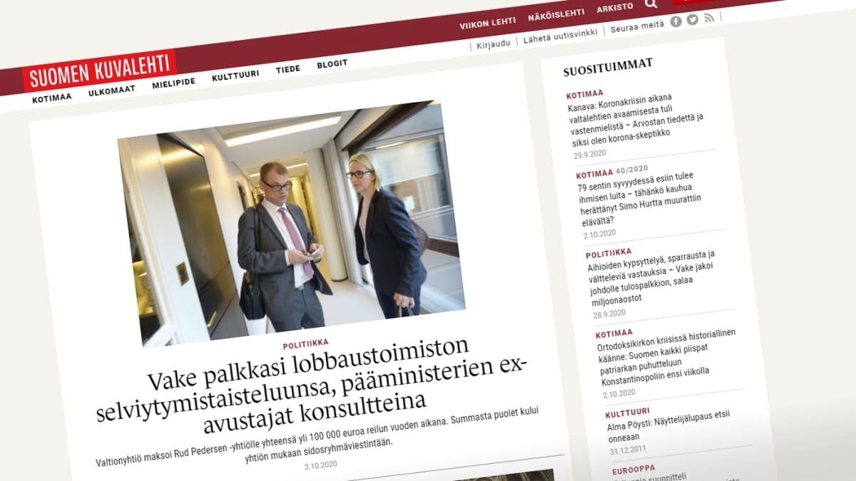 Suomen Kuvalehti: State-owned development firm Vake paid lobbyist 100,000  euros a year | News | Yle Uutiset
