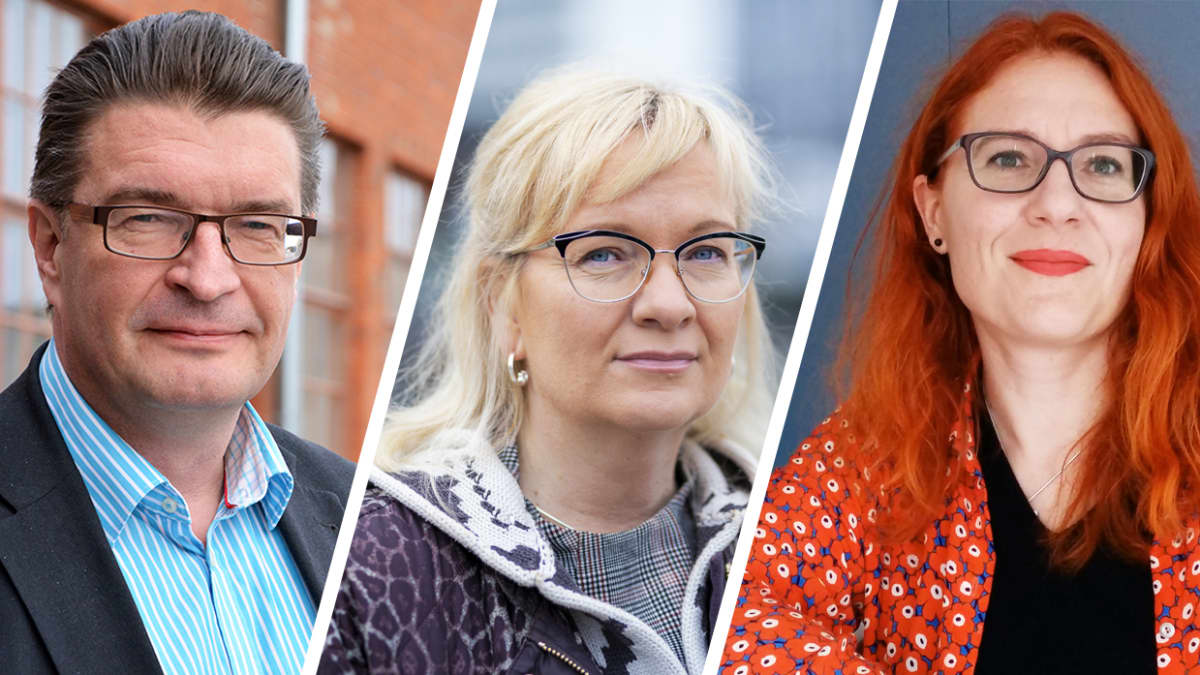 Pron Jorma Malinen, JHL Päivi Niemi-Laine ja Pamin Annika Rönni-Sallinen.