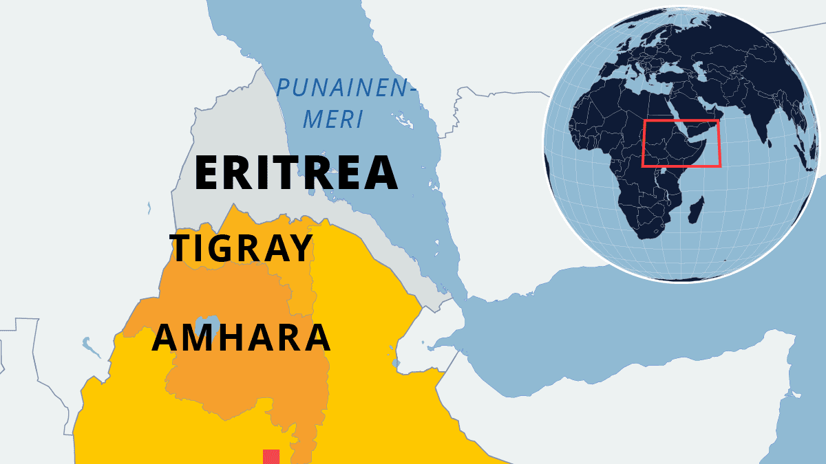 Kartta Etiopiasta.