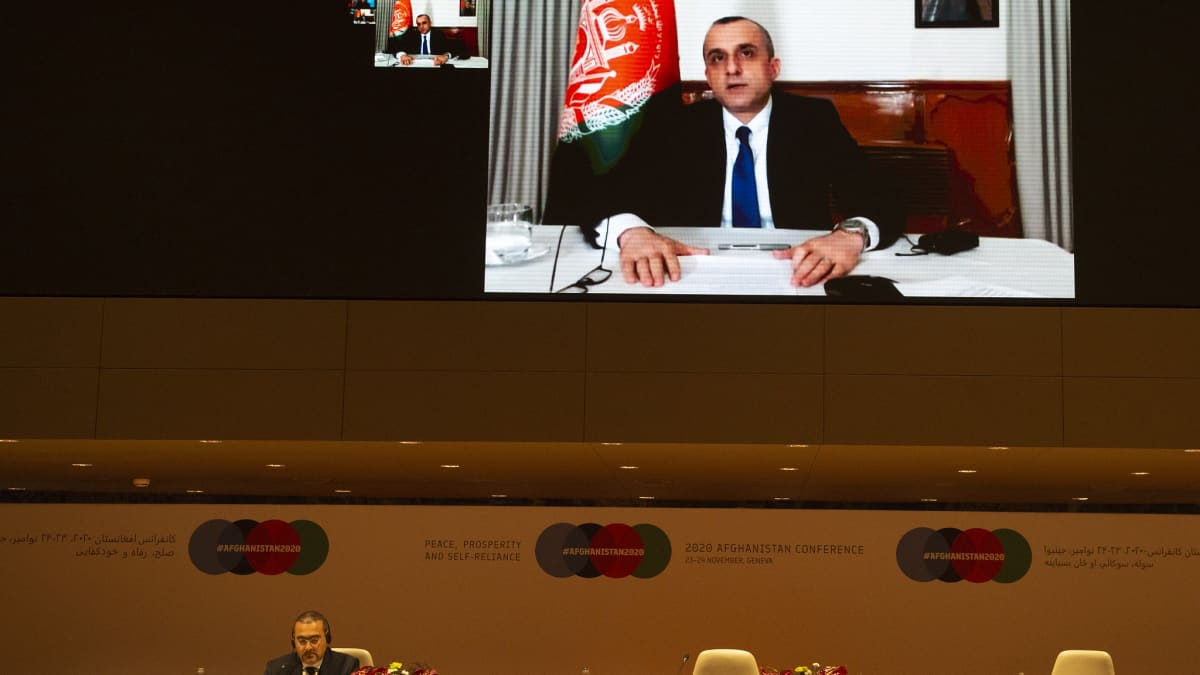 Varapresidentti Amrullah Saleh osallistui Afganistan-avustuskokoukseen etäyhteydellä.