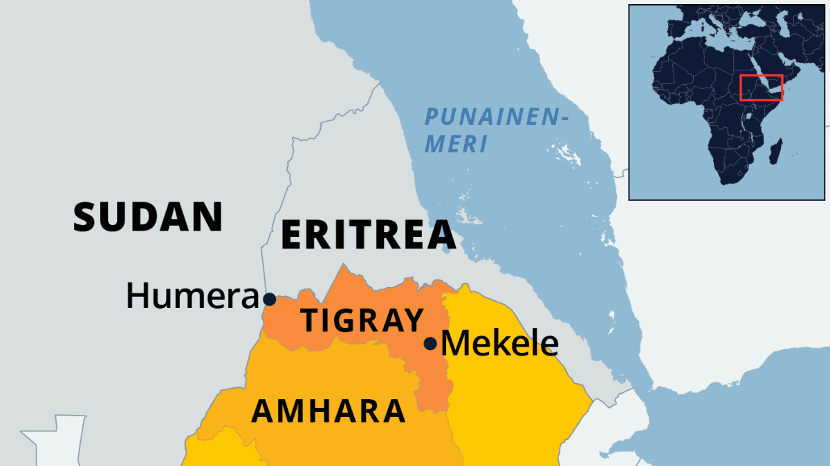 Kartta Etiopiasta.
